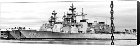 Framed Ship and Chain (b/w) Print