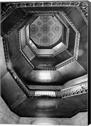 Framed City Hall Stairwell (b/w) Print