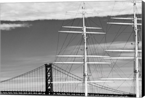 Framed Bridge &amp; Masts (b/w) Print
