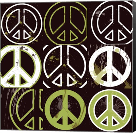 Framed Peace Mantra (Green) Print