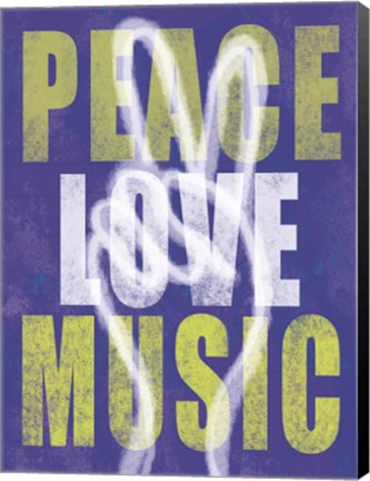 Framed Peace Love Music Print