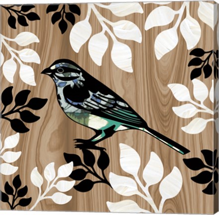 Framed Bird Patchwork I Print