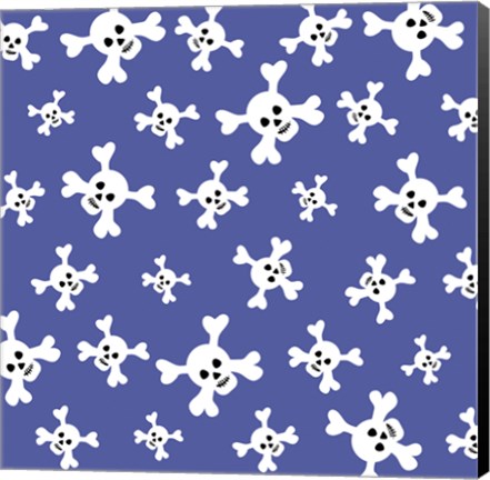 Framed Skull Pattern Blue Print