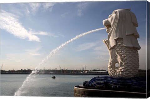 Framed Singapore Merlion statue in the Merlion Park Print