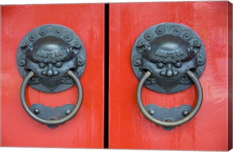 Framed Pair of Door Knockers, Buddha Tooth Relic Temple, Singapore Print