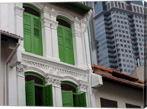 Framed Modern Buildings and Older Ones in Singapore Print