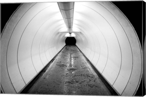 Framed Singapore, Illuminated Pedestrian Tunnel, Paths Print