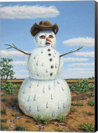 Framed Snowman In Texas Print