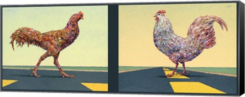 Framed Road Chickens Diptych Print