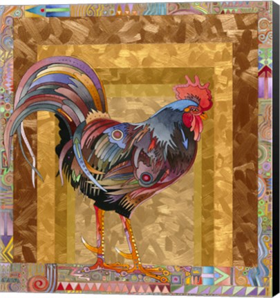 Framed Metallic Rooster Print