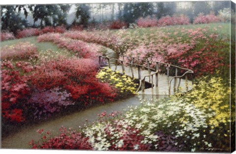 Framed Monet&#39;s Flower Garden Print