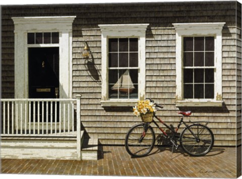 Framed Bicycle&#39;s Basket Of Flowers Print