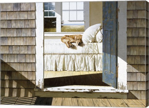 Framed Beach House Dog Print