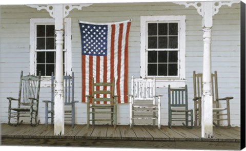 Framed Chair Family With Flag Print