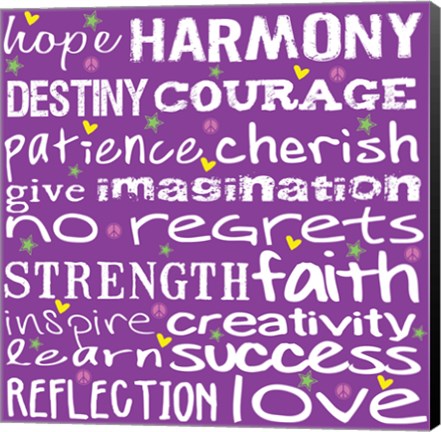 Framed Hope Harmony Destiny - Purple Print