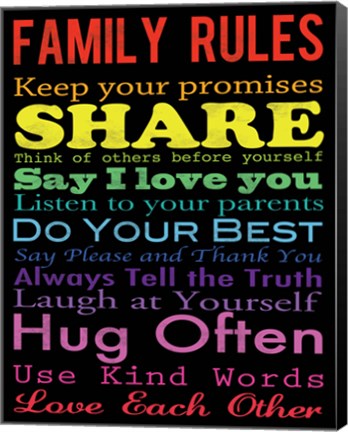 Framed Family Rules 2 Print