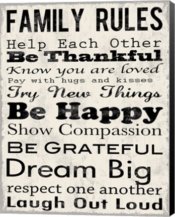 Framed Family Rules 3 Print