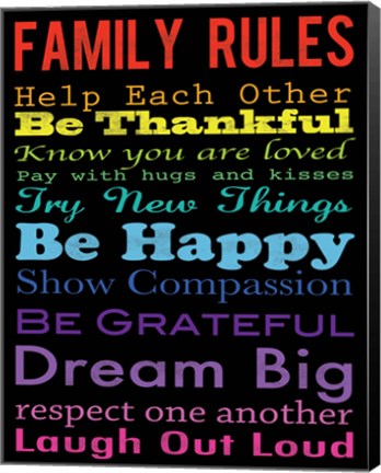 Framed Family Rules 4 Print