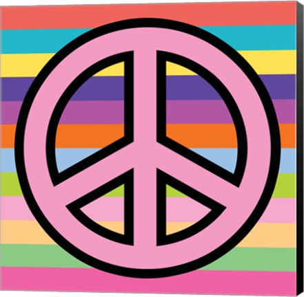 Framed Peace - Pink on Stripes Print