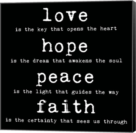 Framed Love Hope Peace Faith 2 Print