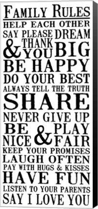 Framed Family Rules 5 Print