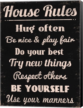 Framed House Rules 1 Print