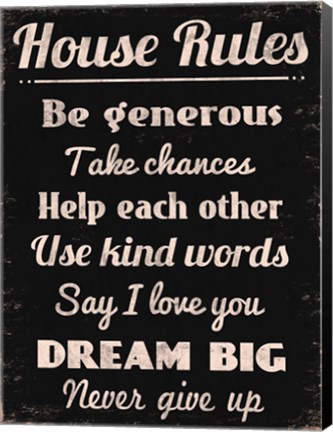 Framed House Rules 2 Print