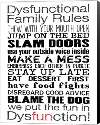 Framed Dysfunctional Family Rules 3 Print