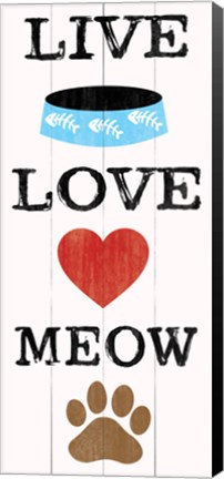 Framed Live Love Meow Print