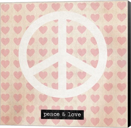 Framed Peace - Pink Hearts Print