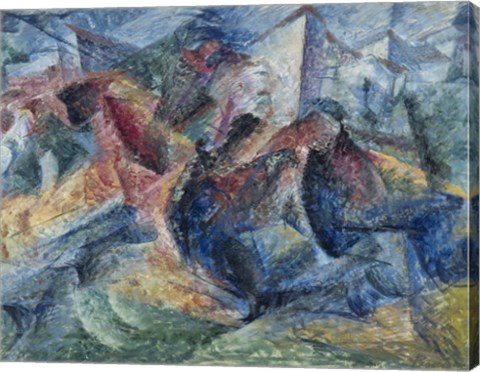 Framed Horse, Horseman and Group of Houses Print