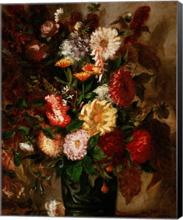 Framed Flowers in an Earthenware Pot, 1847 Print