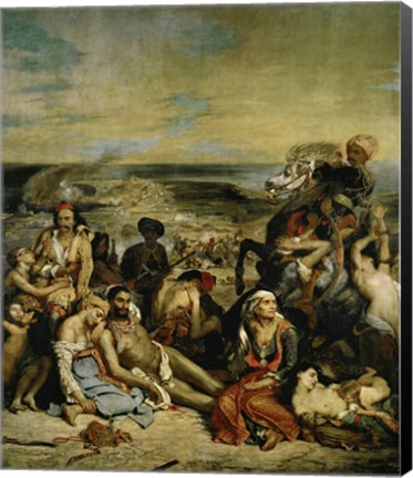 Framed Massacre of Chios Greek Families Waiting for Death or Slavery, 1824 Print