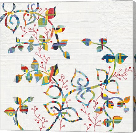 Framed Rainbow Vines with Berries Print