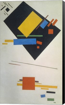 Framed Suprematist painting (with black trapezium and red square), 1915 Print