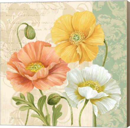 Framed Pastel Poppies Multi II Print