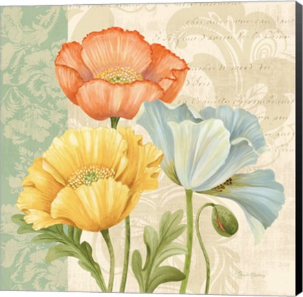 Framed Pastel Poppies Multi I Print