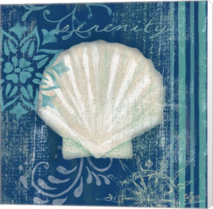 Framed Navy Blue Spa Shells III Print