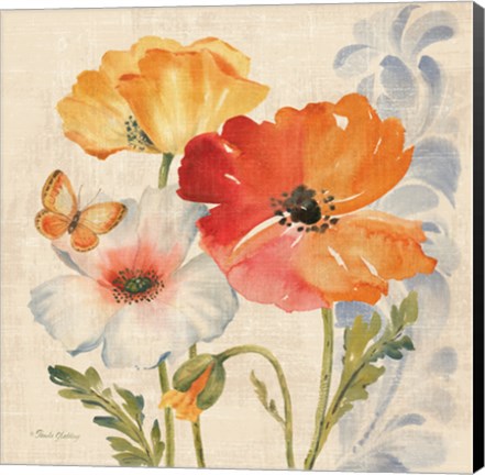 Framed Watercolor Poppies Multi II Print