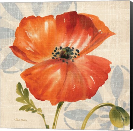 Framed Watercolor Poppies I (Orange) Print