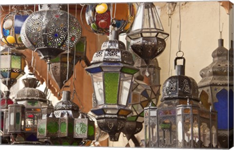 Framed Decorative Lanterns in Fes Medina, Morocco Print