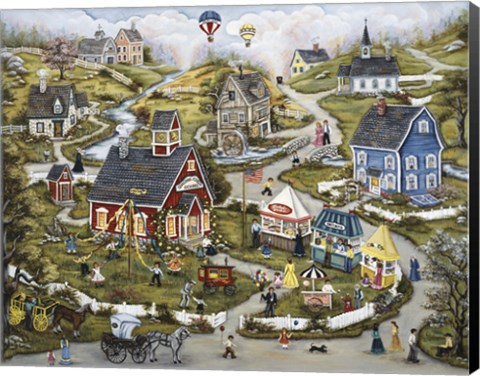 Framed May Day At Singing Creek School Print