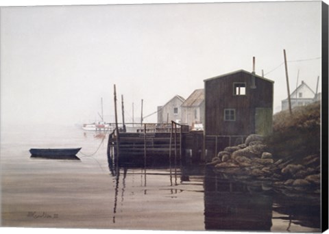Framed Misty Harbor Print