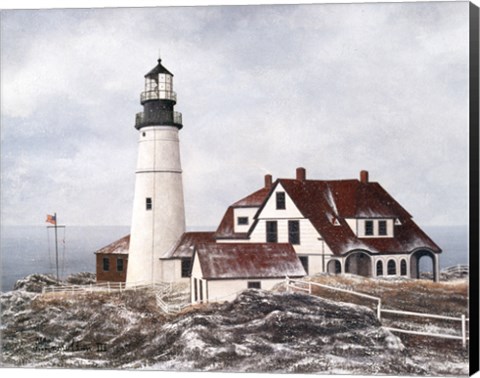 Framed Winter At Portland Head Print