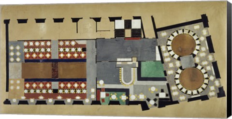 Framed Plan For A Bus Station: Design For The First Floor, 1927 Print