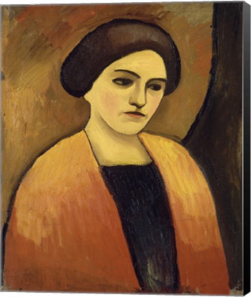 Framed Head Of A Woman In Orange And Brown (Portrait Of The Artist&#39;S Wife),  c.  1911 Print