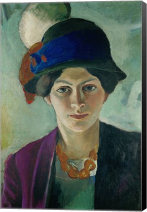 Framed Elisabeth Macke With Hat, 1909 Print