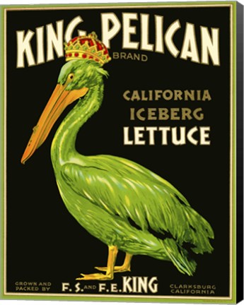 Framed King Pelican Brand Lettuce Print
