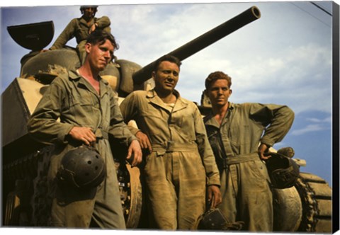 Framed Tank Crew leaning on M-4 tank, Ft. Knox, KY Print