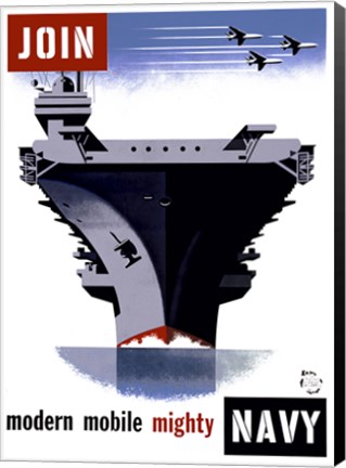 Framed Join the Navy, Modern Mobile Mighty Print